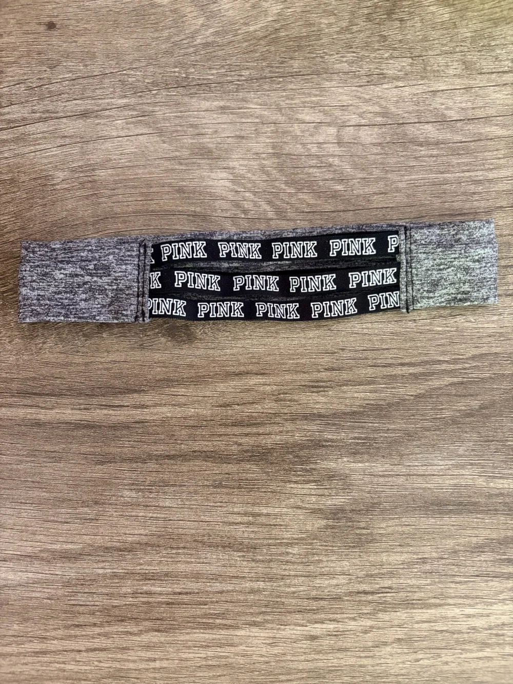 PINK Black and Gray Marled Workout Headband